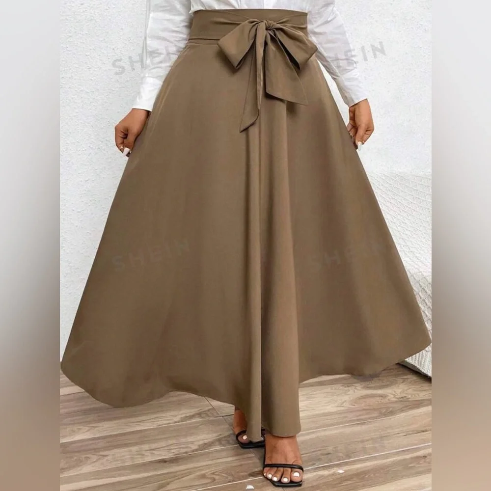 NEW| SHEIN Plus Size Tie Front Skirt - Picture 5 of 5